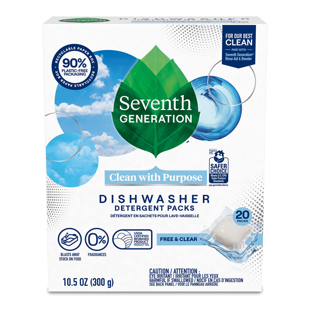 Buy now Seventh Generation Dishwasher Detergent Packs Free & Clear Pack of 5 for sparkling dishes Dishwasher tabs 45 count at indiglob india