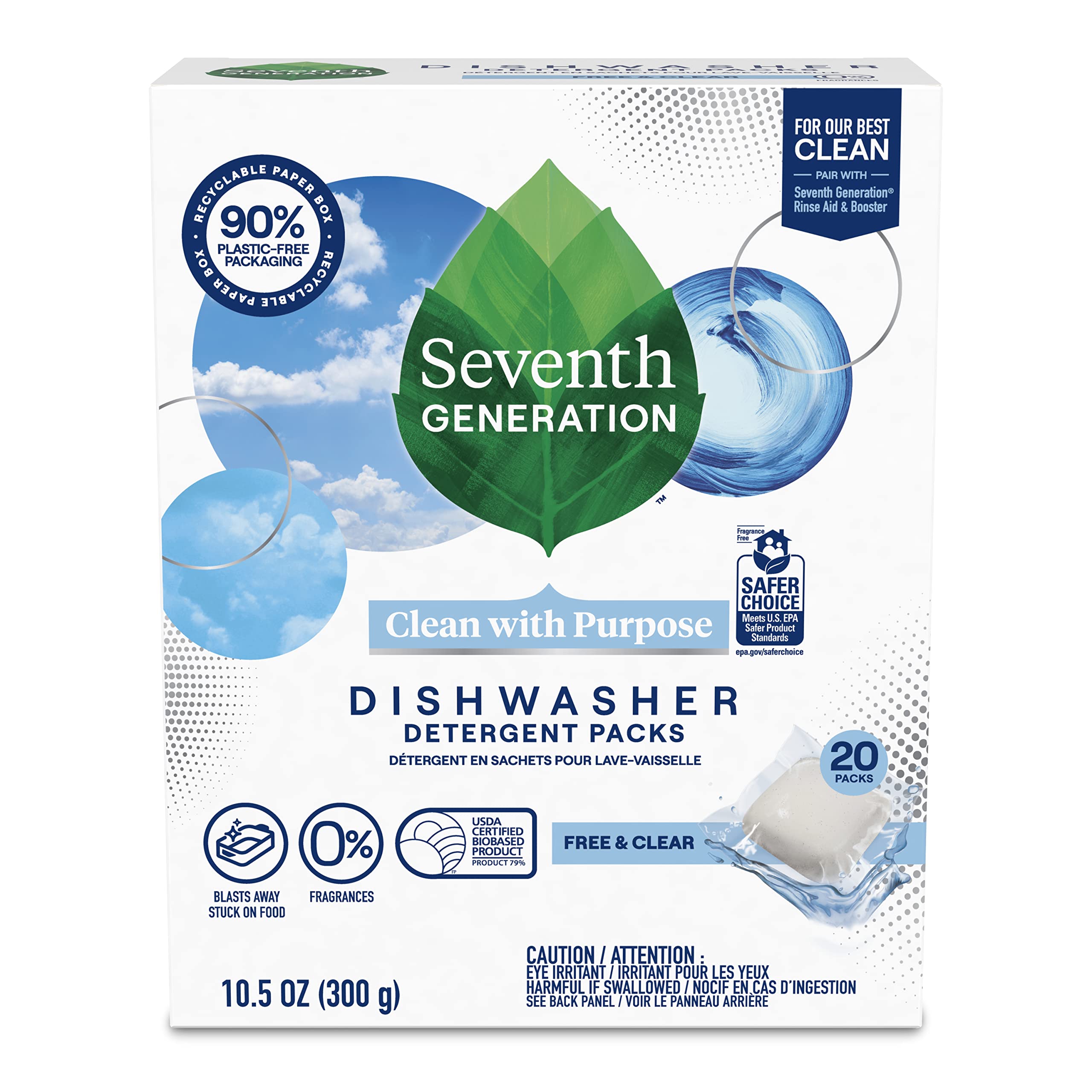 Buy now Seventh Generation Dishwasher Detergent Packs Free & Clear Pack of 5 for sparkling dishes Dishwasher tabs 45 count at indiglob india