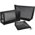 Buy now Aosbos 3-Pack Mesh Cosmetic Bag Set - Travel/On-The-Go Makeup Storage, Zipper Closure Small Pouch Black at indiglob india