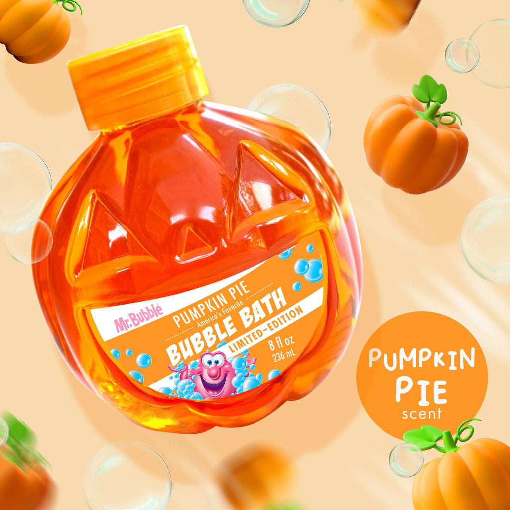 Mr. Bubble Halloween Bubble Bath 3-Pack – Ghost, Cat & Pumpkin Collectible Bottles – Green Apple, Grape & Pumpkin Pie Scents – Kids Bubble Bath Set, 8 oz Each