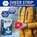 MED PRIDE Junior Strip Bandages,Hypoallergenic,Latex-Free,3/8x1.5 in,100-Ct