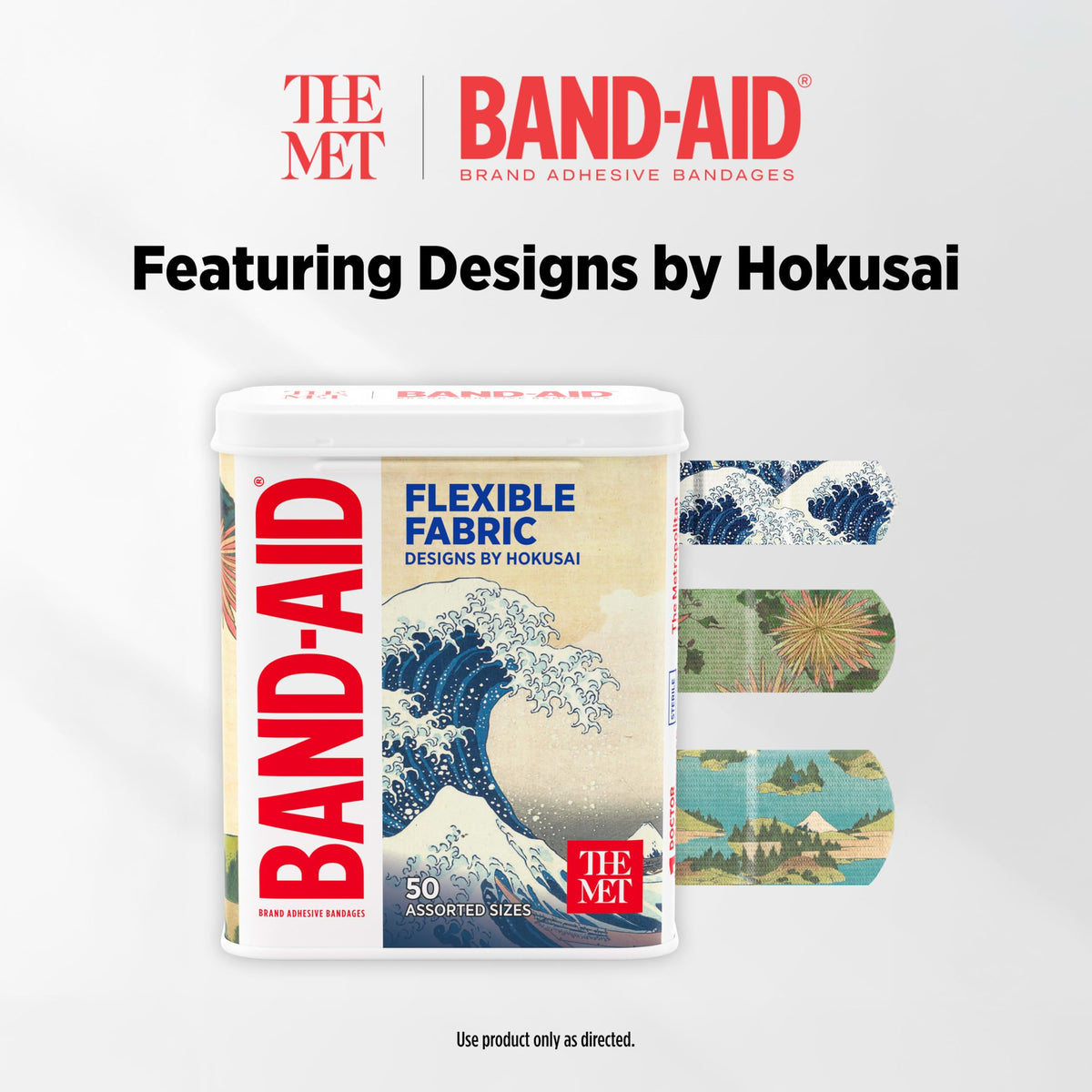 BAND-AID Brand Flexible Fabric Adhesive Bandages, Hokusai Designs, 50 Count