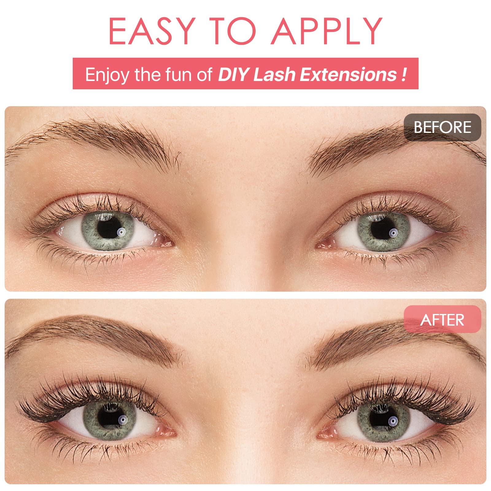 Eyelash Glue, Latex-Free Lash Bond and Seal | Lash Glue for Sensitive Eyes, Strong Hold Eyelash Cluster Adhesive for 48 Hours