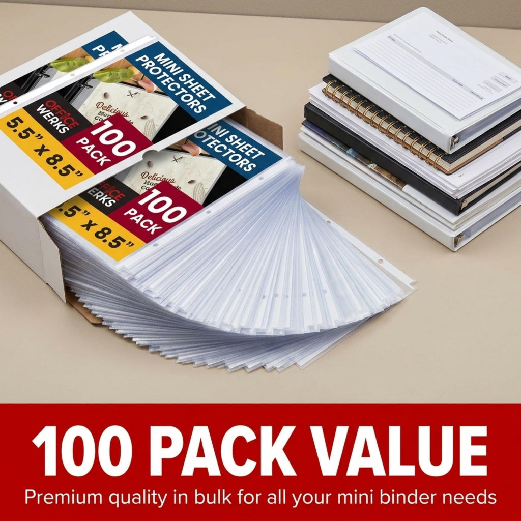 Sheet Protectors 5.5 x 8.5, 100 Pack Heavyweight Clear Mini for Binder