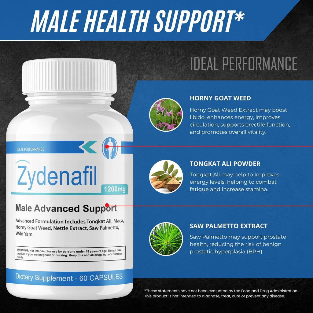 Zydenafil Pills for Men Advanced Formula - Zydenafil Capsules - Zydenafil Male Pills - Zydenafil 1200mg for Maximum Strength with Tongkat Ali, Saw Palmetto, Horny Goat Weed Reviews (60 Capsules)