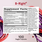 Jarrow Formulas B-Right,Optimized B Complex Featuring Vit B1,B2,B5,B6,B12 and B9 to Support Cellular Energy,Immune Health and Stress Management,100 Veggie Caps,Up to a 100 Day Supply, Pack of 12