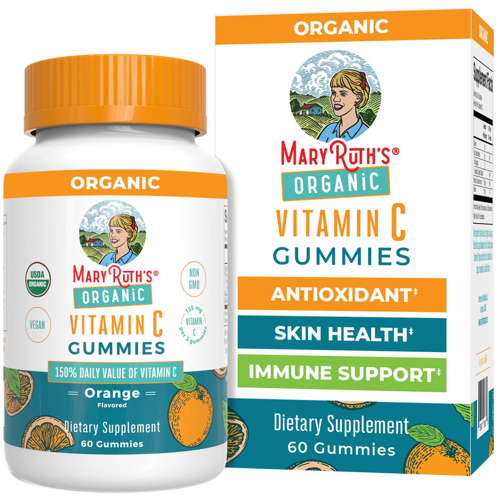 MARYRUTH'S USDA Organic Vitamin C Gummies, Antioxidant, Non-GMO, 60 Count | Vegan Chewable for Ages 14+, Immune Support & Overall Wellness, Gluten Free