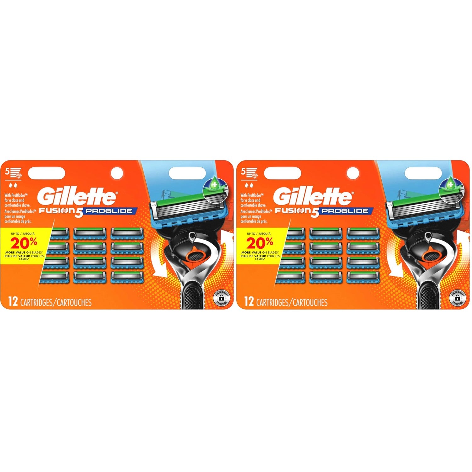 Gillette Fusion5 ProGlide Razor for Men, 12 Blade Refills with Precision Trimmer