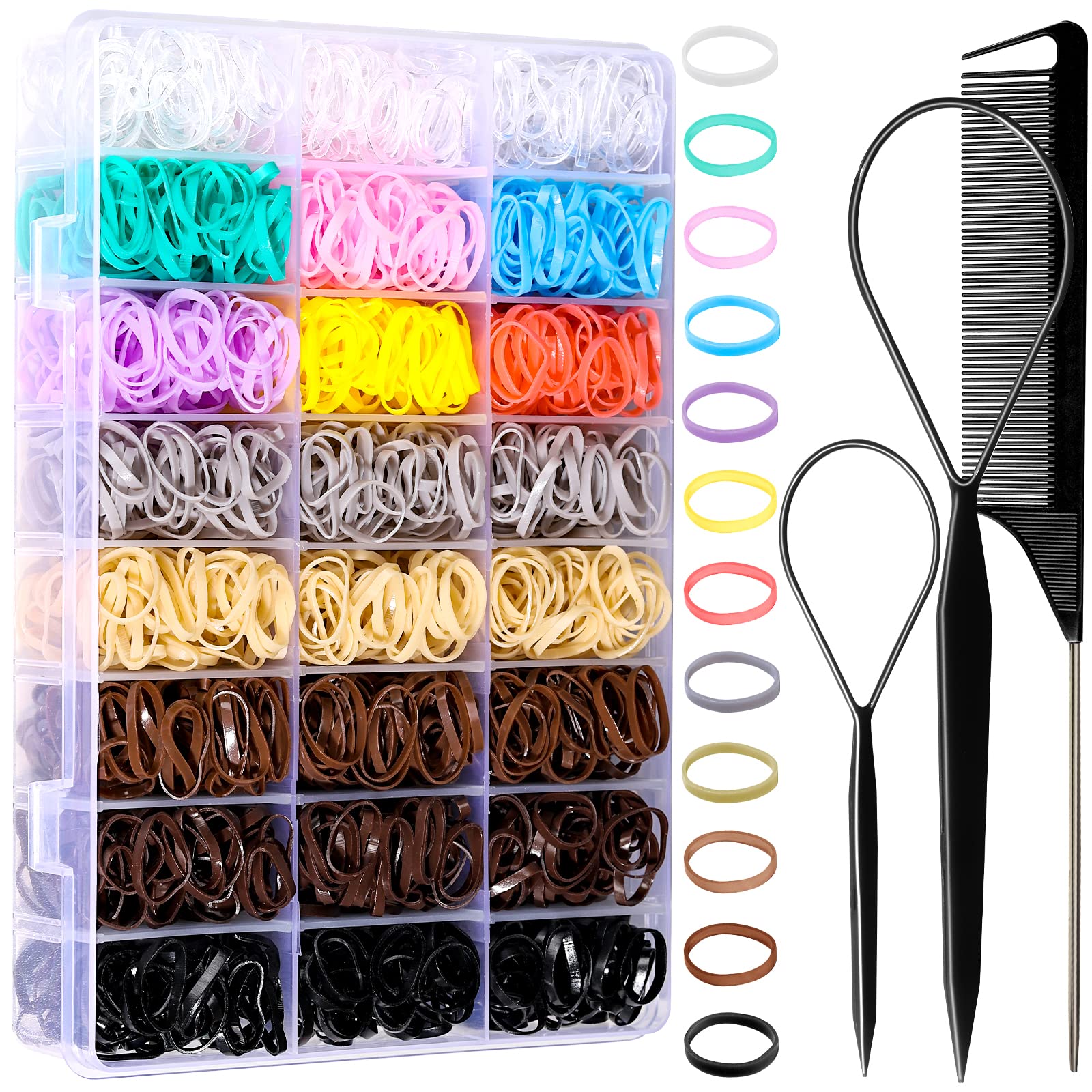 YGDZ Elastic Hair Ties, 1500 PCS Clear Rubber Bands for Hair, Black Hair Ties, Mini Elastics Bands, Ponytail Holders, Christmas Stuffers Xmas Gift, Hair Accessories for Girl, Toddler, Kids, Women