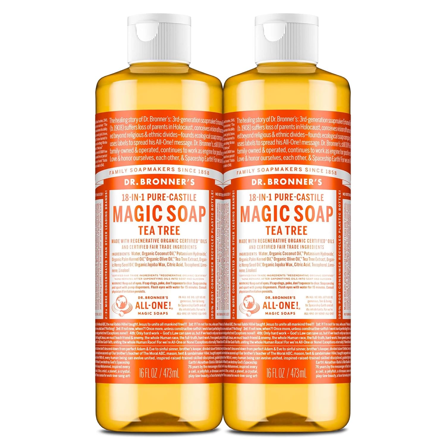 Buy now Dr. Bronner's - Pure-Castile Liquid Soap (Tea Tree, 4 Ounce) - Made with Organic Oils, 18-in-1 Uses: Acne-Prone Skin, Dandruff, Laundry, Pets and Dishes, Concentrated, Vegan, Non-GMO 16 Fl Oz (Pack of 2) Tea Tree at indiglob india