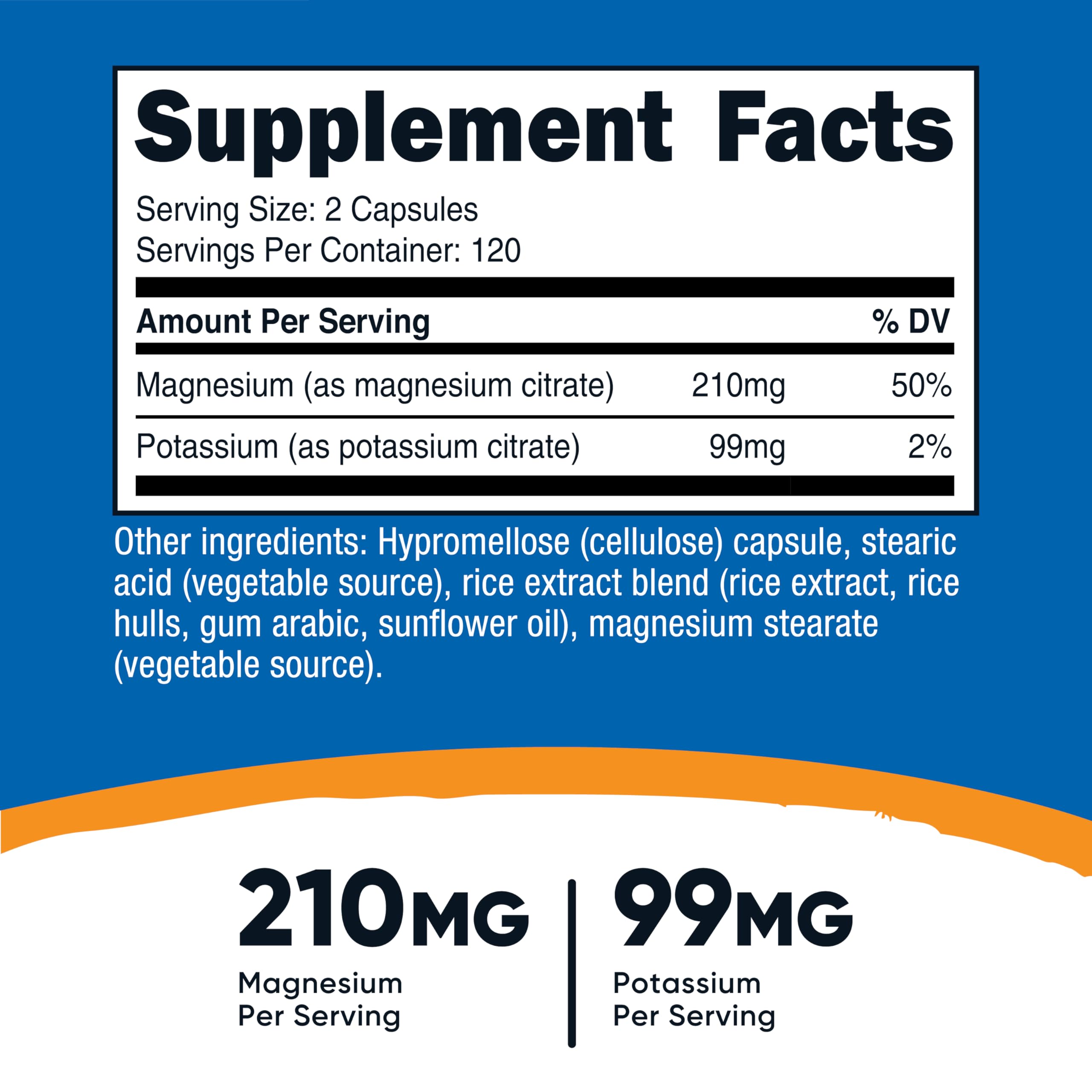 Nutricost Potassium (99mg) Magnesium (210 mg) Citrates, 240 Capsules | GMO-Free, Gluten Free