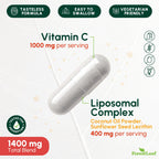 ForestLeaf Liposomal Vitamin C 1400mg Capsules | High Dose Vitamin C Liposomal Supplement w Coconut Oil Fatty Acids | Fast Absorption | Immune Support, Antioxidant, Collagen Production | 120 Vegan Cap