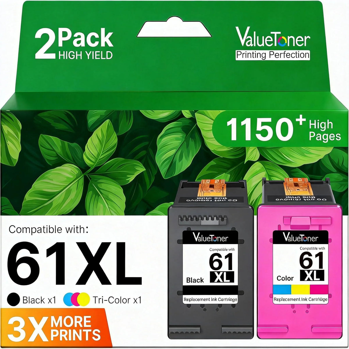 61XL Ink Cartridges Replacement for HP 61 Ink Cartridge Combo Pack