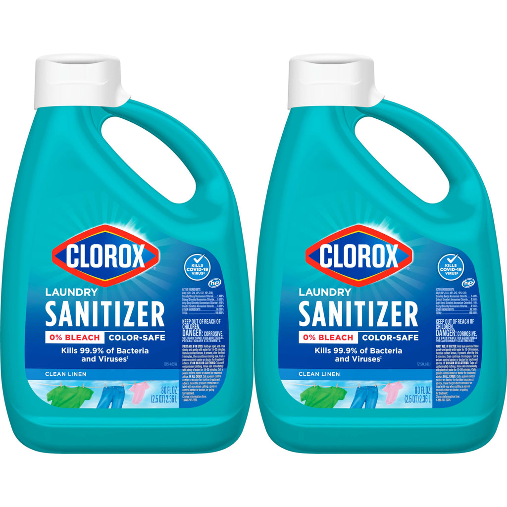 Buy now CLOROX Laundry Sanitizer, 0% Bleach, Color Safe, Clean Linen, Fresh, 80 Fl oz, Pack of 2 (Pack May Vary) at indiglob india