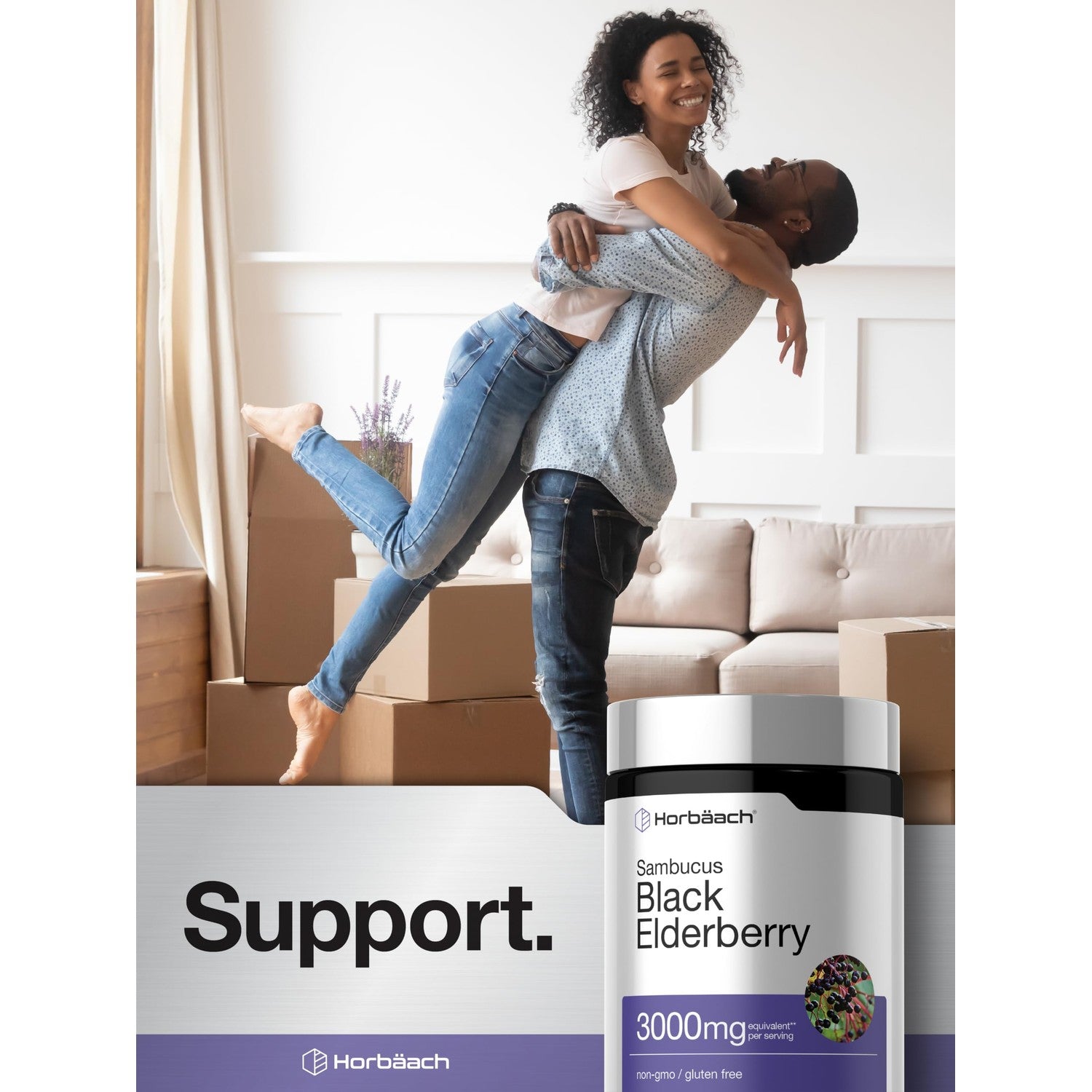 Horbäach Black Elderberry | 300 Capsules | Sambucus Supplement | Non-GMO & Gluten Free