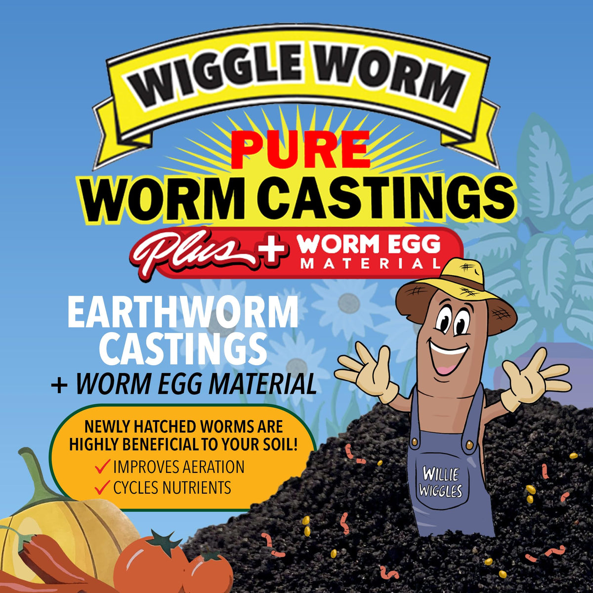 Wiggle Worm 100% Pure Worm Castings Plus Worm Egg Material, 40lb