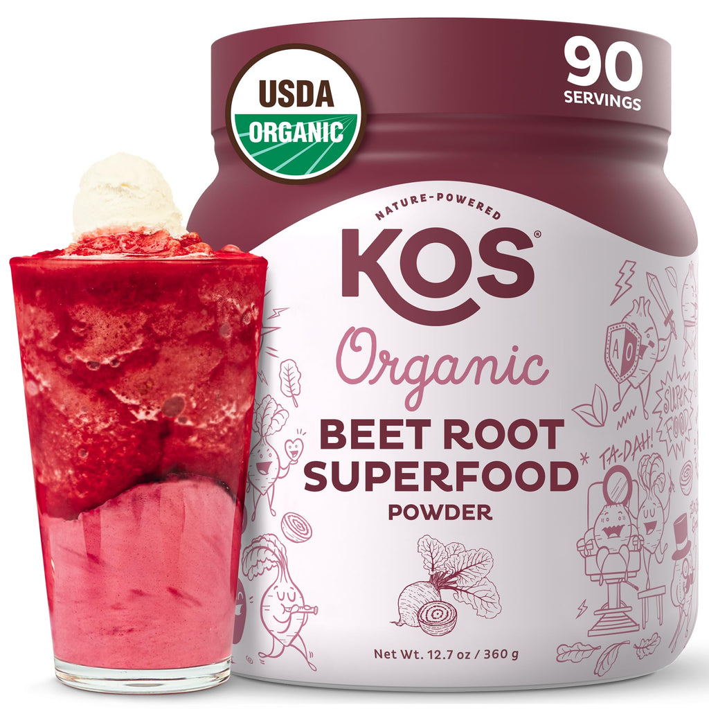 KOS Reds Superfood Powder for Antioxidants - USDA Certified Organic Beet Root, Goji Berries, Acai, Pomegranate, Coconut Water & Digestion Enzymes- Goji Berry Popsicle Flavor Juice Mix - 28 Servings