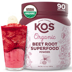 KOS Reds Superfood Powder for Antioxidants - USDA Certified Organic Beet Root, Goji Berries, Acai, Pomegranate, Coconut Water & Digestion Enzymes- Goji Berry Popsicle Flavor Juice Mix - 28 Servings