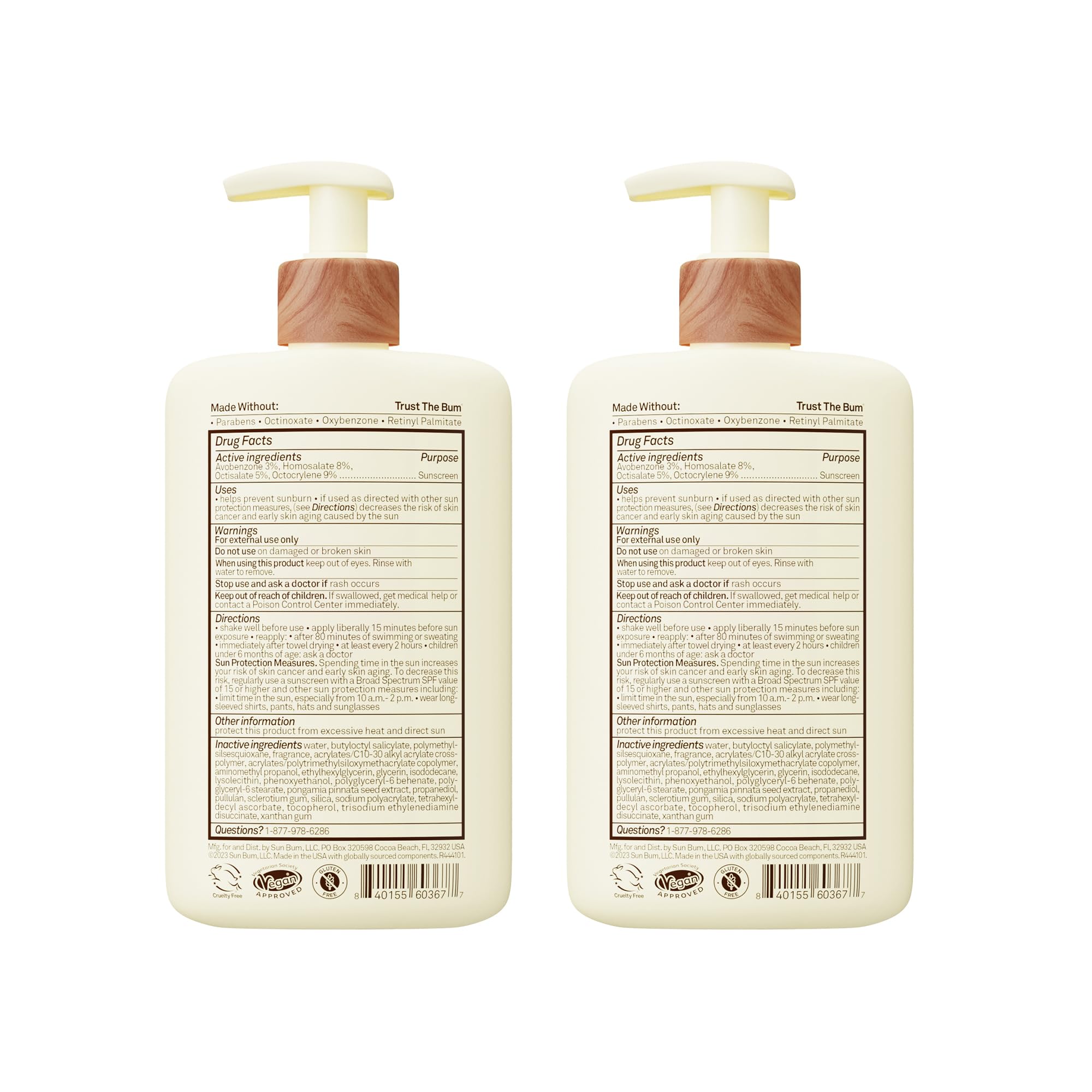 Sun Bum Daily SPF 50 Sunscreen Body Lotion - Broad Spectrum Moisturizing Sunscreen with Vitamin E - Vegan and Hawaii 104 Act Compliant (Without Octinoxate & Oxybenzone) - 8 oz (Pack of 2)