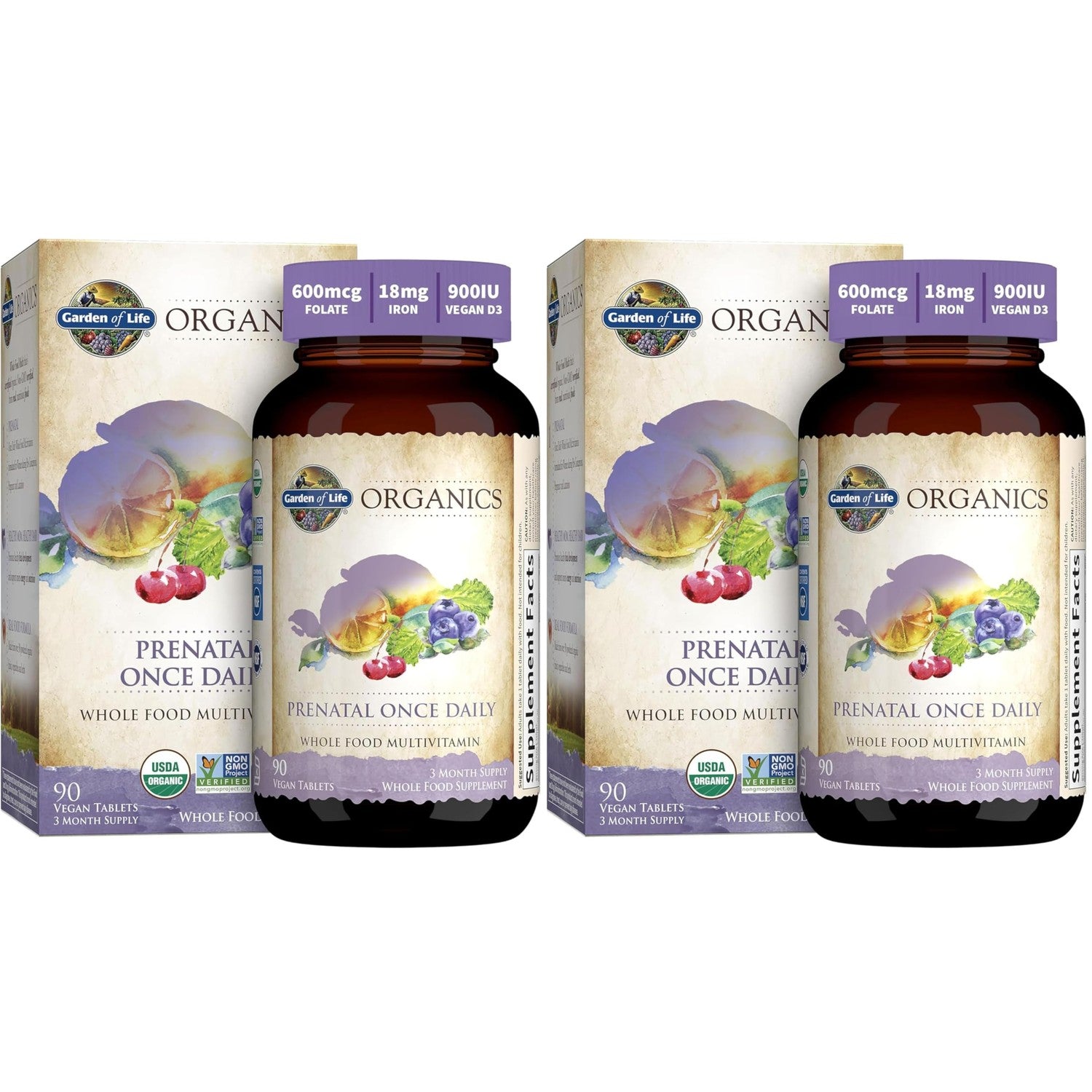 Garden of Life Organics Prenatal Once Daily with Folate, Vitamin C, B6, B12 & D3 – Prenatal Vitamins for Women with Energy Metabolism Support for Healthy Fetal Development, Non-GMO, Vegan, 30 Tablets