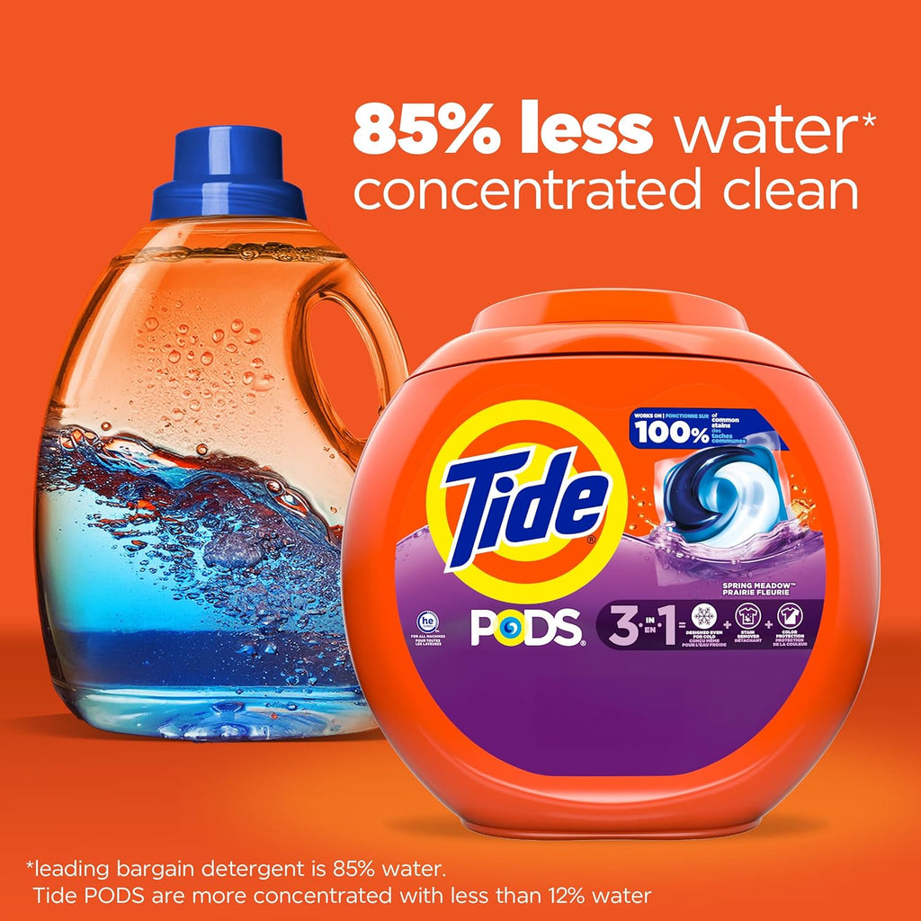 Buy now Tide PODS laundry detergent pacs, 3-in-1 Stain Remover, Odor Fighter, Color Protector, 42 Count, HE compatible, Spring Meadow Scent at indiglob india
