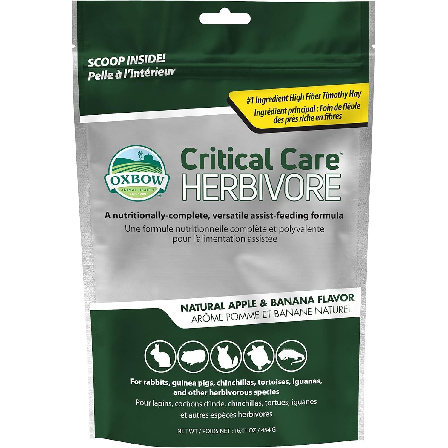 Buy now Oxbow Critical Care Herbivore, Emergency Guinea Pig Food, Rabbit Food for Recovery, Natural Apple Banana Flavor, Veterinary Formula, Critical Care for Guinea Pig Emergency Kit, Made in USA, 141 Grams 1 Pound (Pack of 1) Apple & Banana at indiglob india