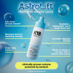 K18 AstroLift™ Reparative Volume Spray, 2-Day Hair Thickening + Hold For Thin, Fine, Fragile Hair, Non-Sticky, Non-Crunchy, Humidity-Resistant Volumizing Spray