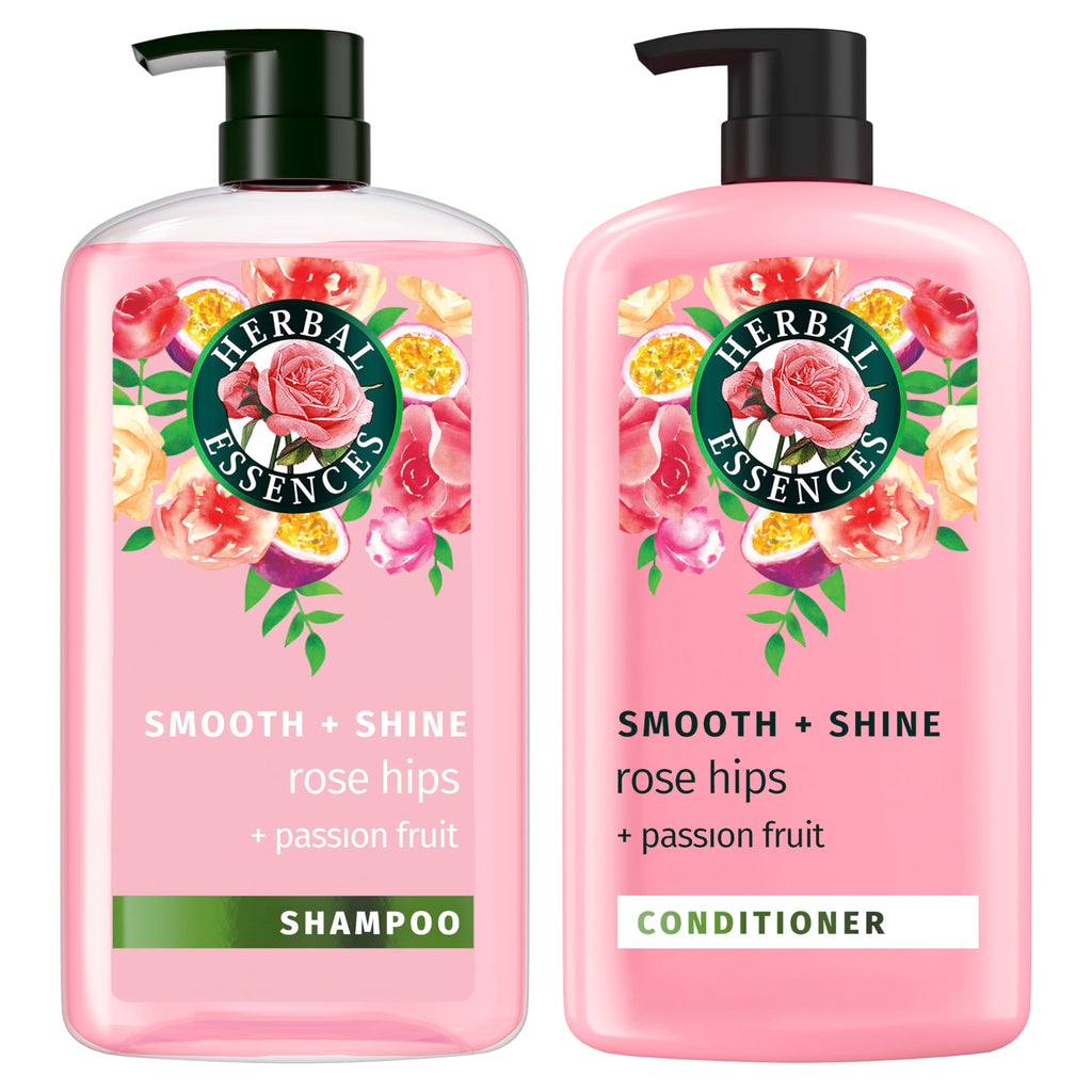 Herbal Essences Shampoo & Conditioner Set, Rose Hips - Smooth Collection, Paraben-Free, Color-Safe, Shiny Hair with Jojoba & Vitamin E, 29.2 Fl Oz Each, 2-Pack