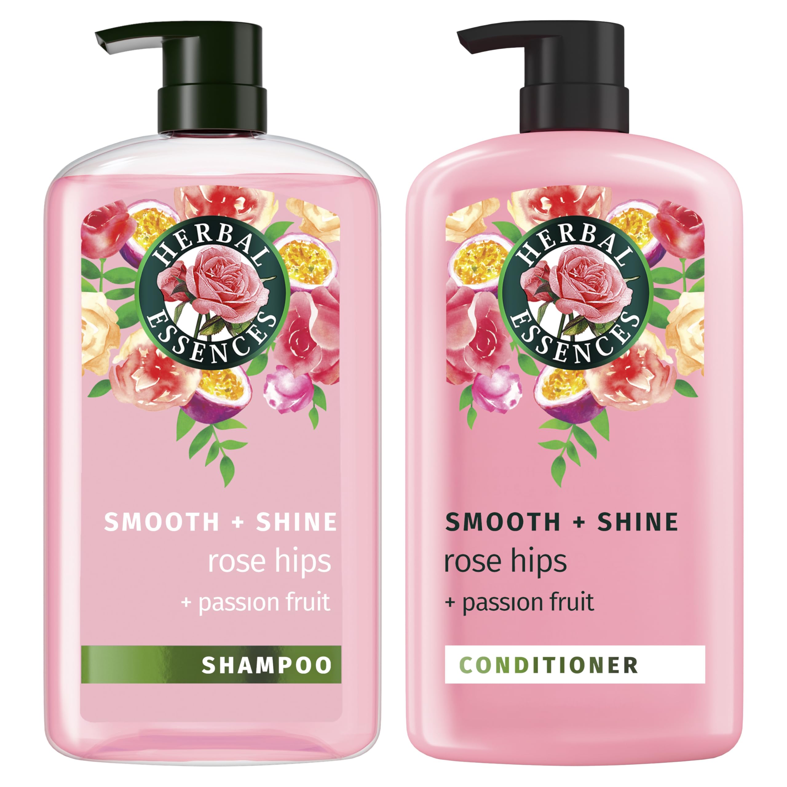 Herbal Essences Shampoo & Conditioner Set, Rose Hips - Smooth Collection, Paraben-Free, Color-Safe, Shiny Hair with Jojoba & Vitamin E, 29.2 Fl Oz Each, 2-Pack