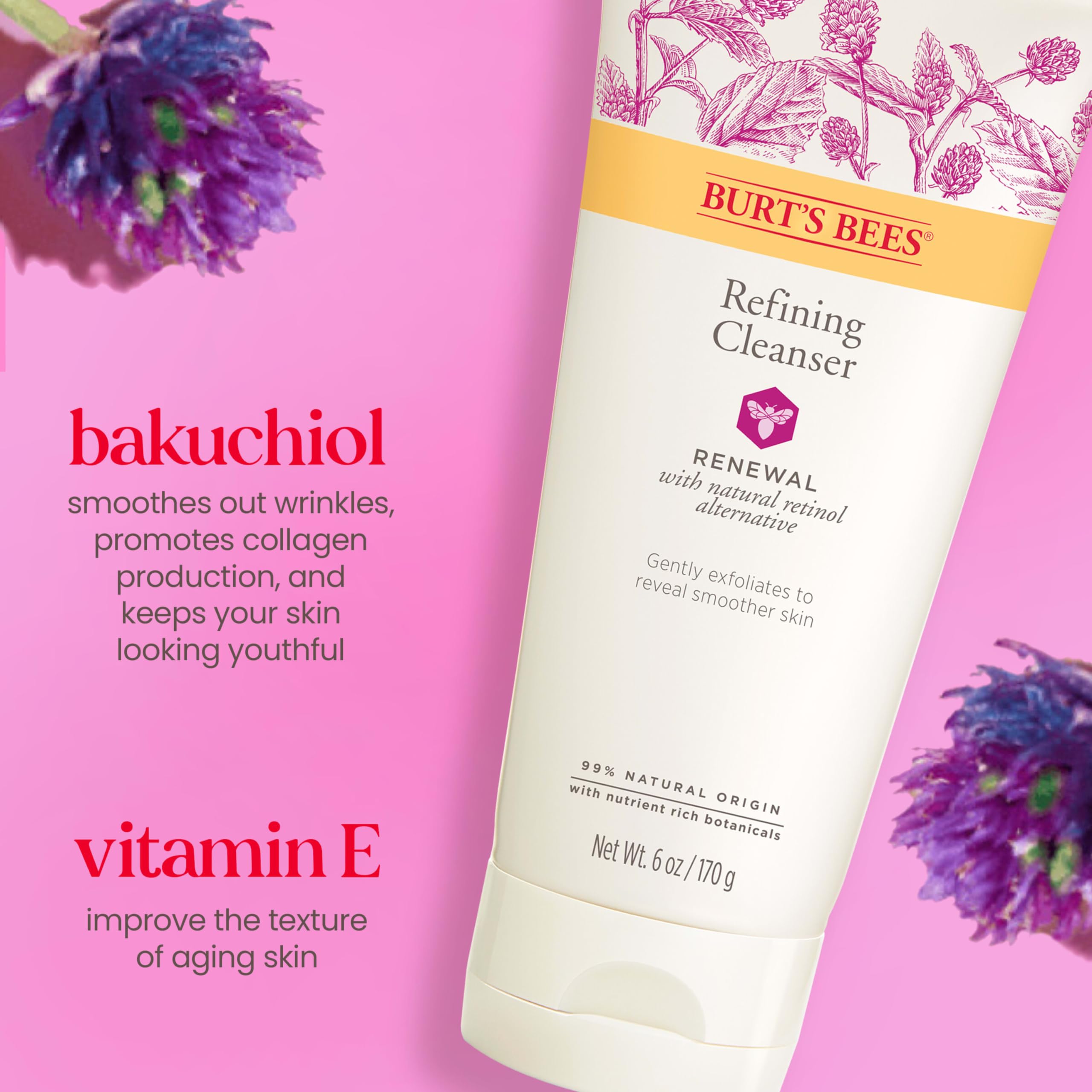 Buy now Burt's Bees Renewal Refining Cleanser with Bakuchiol Natural Retinol Alternative, 6 Oz (Package May Vary) at indiglob india