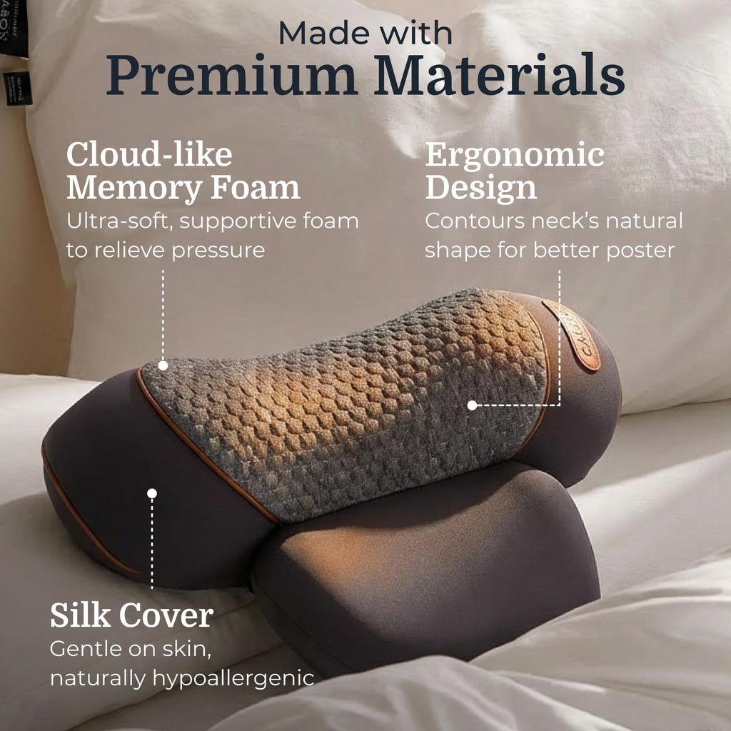CALLIXE Original TheraPillow – 3-in-1 Neck Massager Pillow with Heat & Gentle Traction | Relaxing Neck & Shoulder Support with Vibration Massage, Wireless Design & USB-C Charging