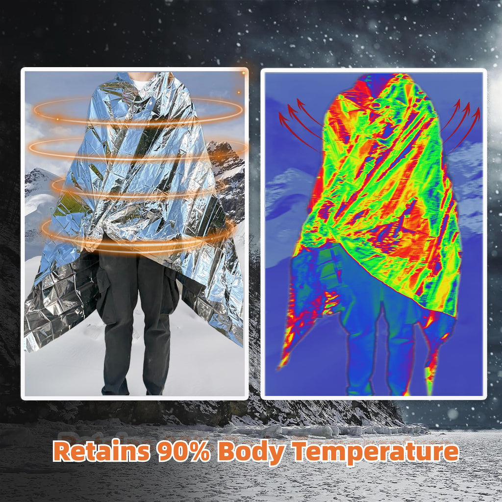 Emergency Mylar Blankets, Survival Space Blanket, 6 Pack