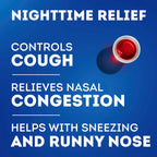Buy now Vicks NyQuil Cough DM+ Congestion Relief Liquid Medicine, Maximum Strength Multi-Symptom Nighttime Relief for Cough, Nasal Congestion, Sneezing and Runny Nose, Cherry Flavor, 12 FL OZ at indiglob india