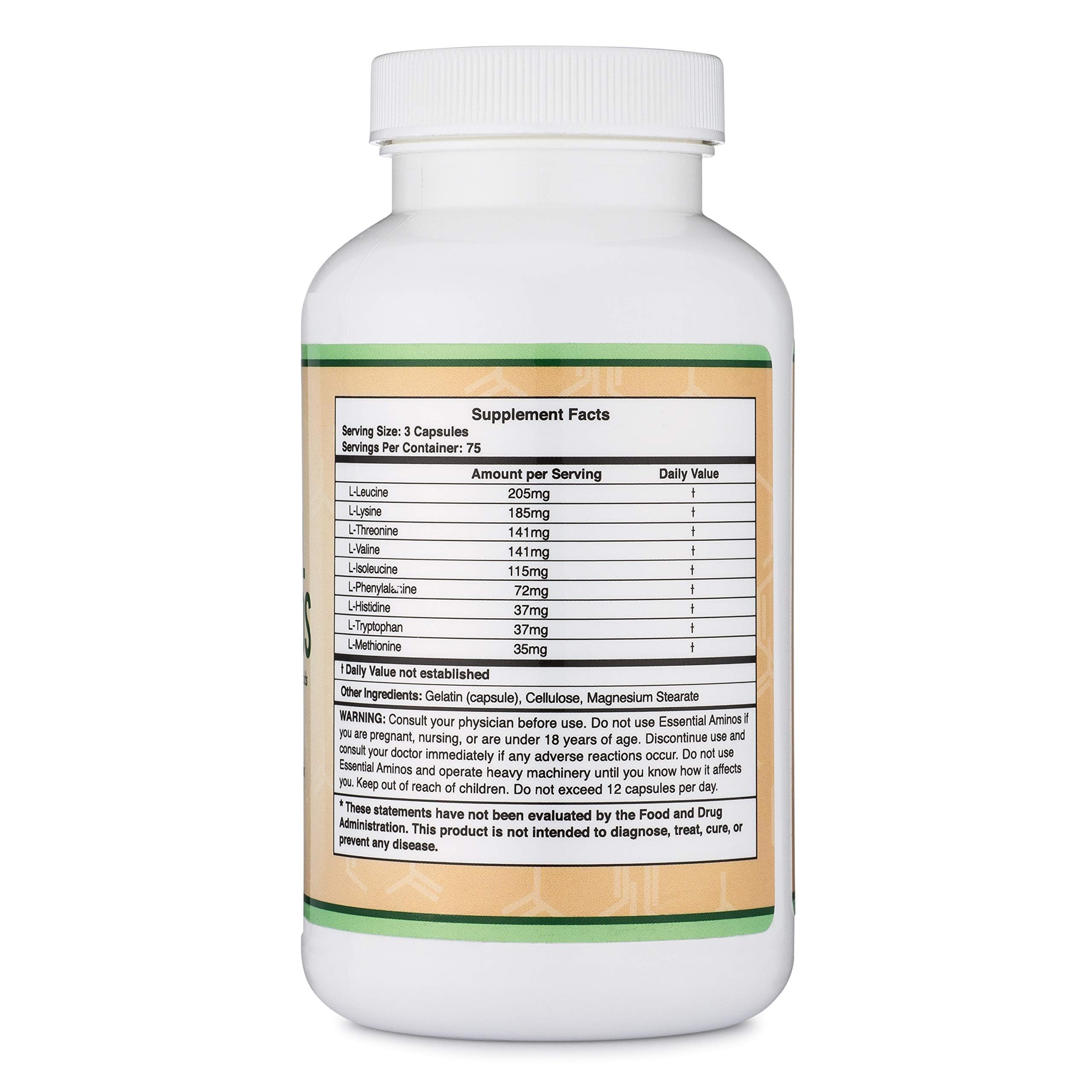 EAA Capsules, All 9 Amino Acids + BCAAs, Workout + Muscle Recovery, 225 Ct | Complete Essential Amino Acids Supplement, No Proprietary Blend, Steady Endurance + Post Workout Recovery, Tasteless Capsules