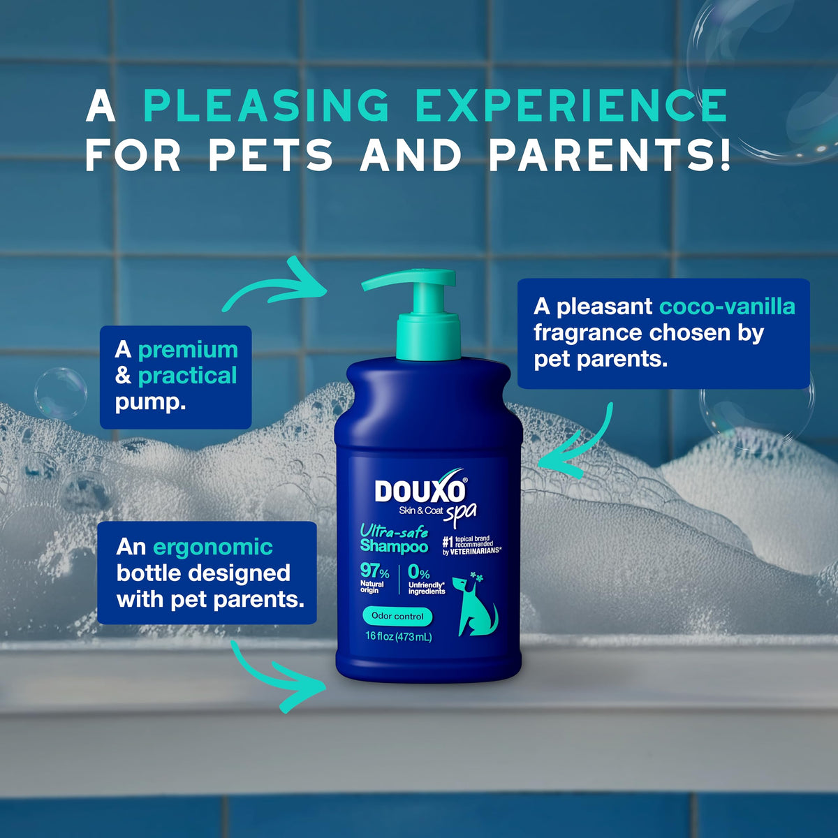 DOUXO SPA Dog Shampoo for Smelly Dogs, 16 fl oz