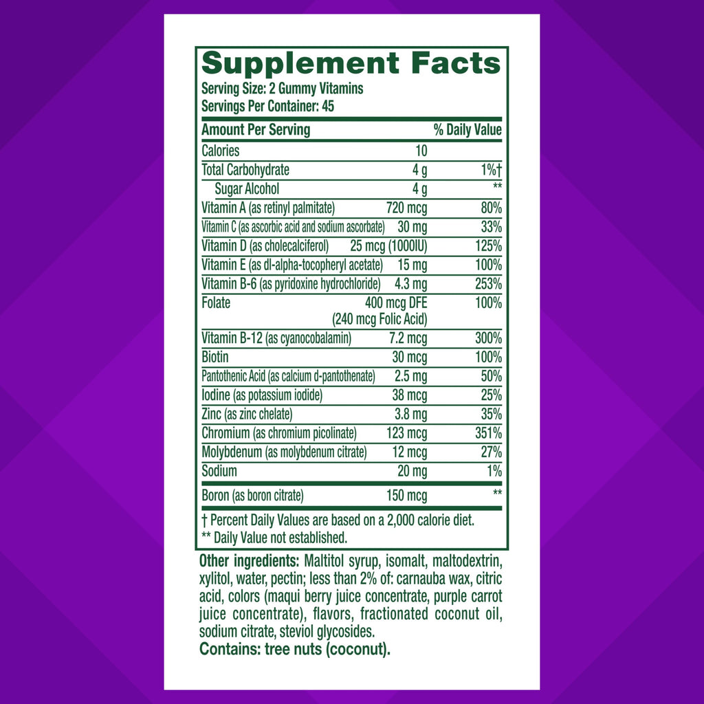 Vitafusion Sugar Free Men’s Multi Daily Gummy Multivitamins, Supports Energy Metabolism, Muscle and Immune Health (1), Mixed Berry Flavors, (Pack of 2)