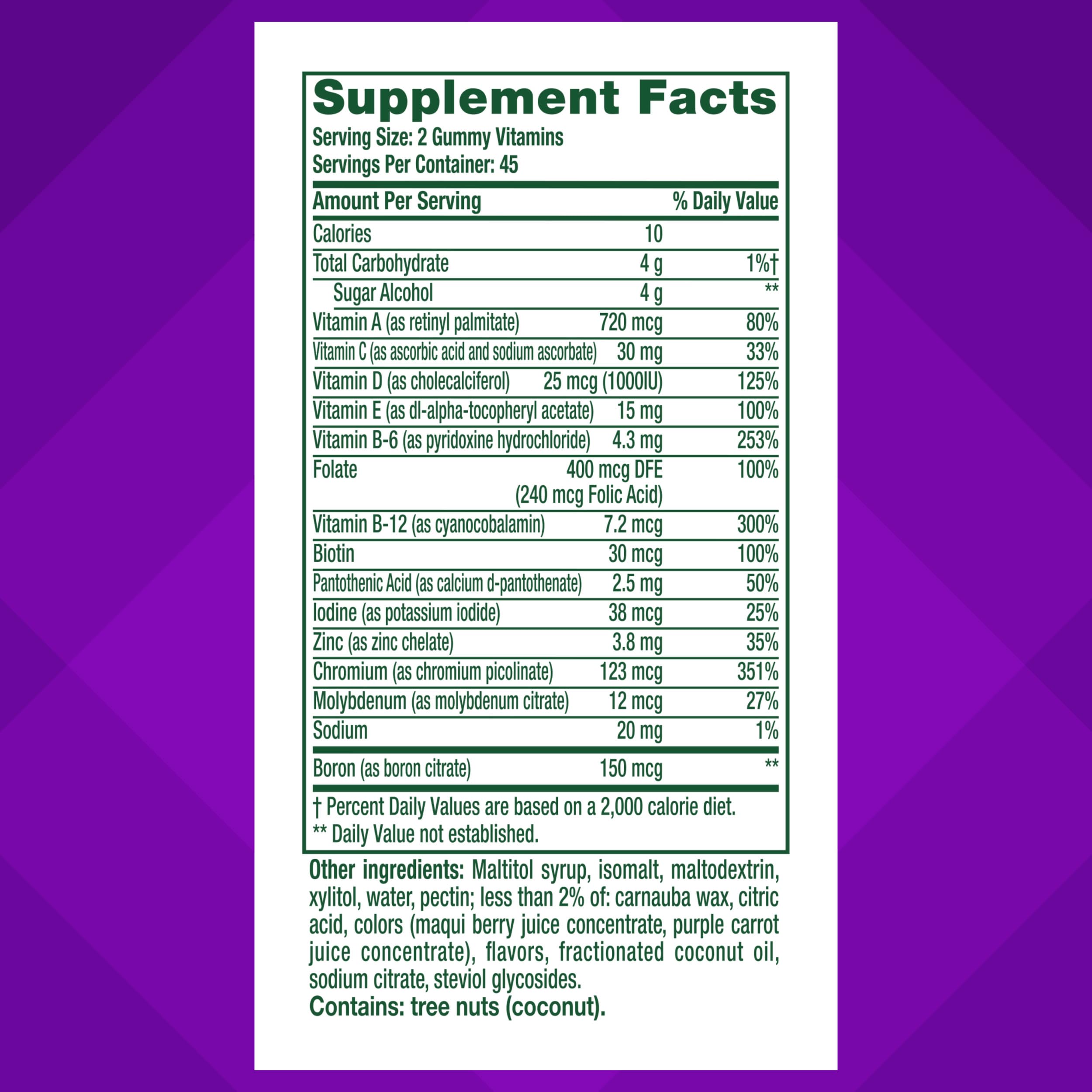 Vitafusion Sugar Free Men’s Multi Daily Gummy Multivitamins, Supports Energy Metabolism, Muscle and Immune Health (1), Mixed Berry Flavors, (Pack of 2)