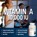 Bronson Vitamin A 10,000 IU Healthy Vision and Immune Support, 250 Softgels | Vitamin A Palmitate, Once-Daily Rapid Release, Skin, Growth & Reproduction Support, Non-GMO