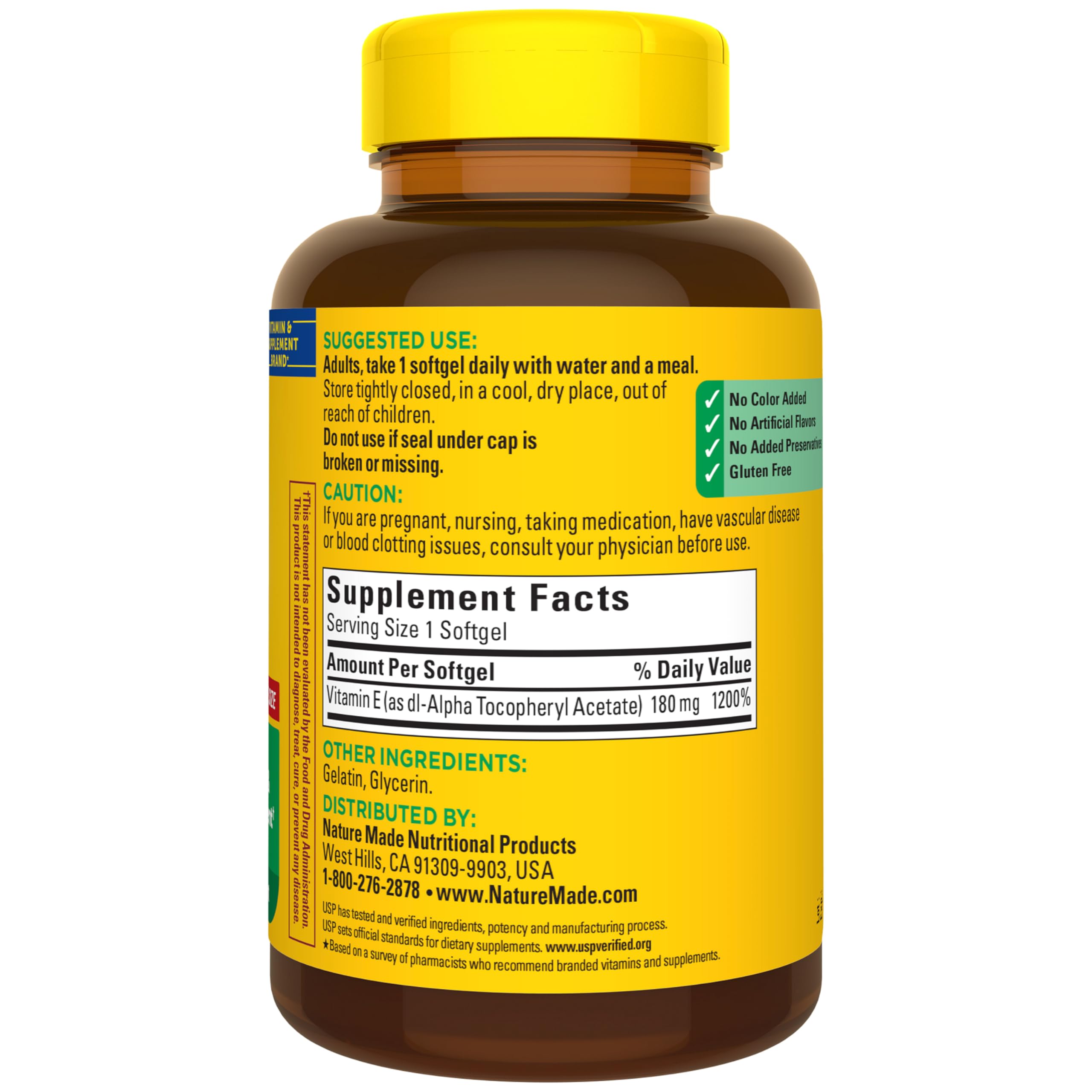 Nature Made Vitamin E 180 mg (400 IU) dl-Alpha, 300 Softgels | Dietary Supplement for Antioxidant and Skin Support, Vitamin E Supports a Healthy Immune System, 300 Day Supply