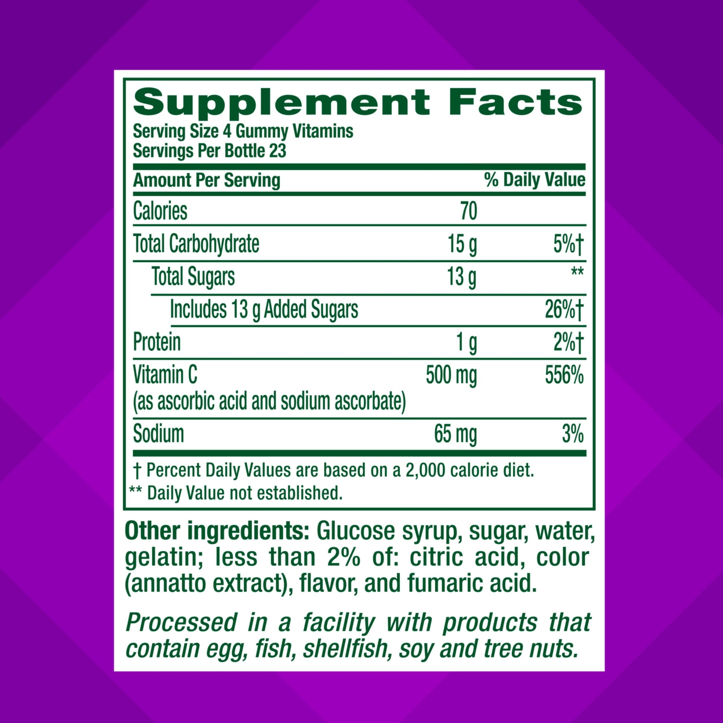 Vitafusion Power C Vitamin Gummies | 500mg | 92 Gummy Vitamins | for Adult Women & Men | Extra Strength | Tropical Citrus Flavor | Gluten and Dairy-Free Supplement