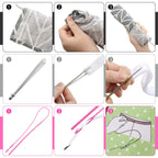 6 Pcs Sewing Loop Turner Kit with Drawstring Threader, Hook, Tweezers