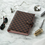 DAILY RITMO™ PU Checkered Leather A5 Six Ring Binder Planner Cover with 160 Pages of Daily To Do List 5.5" x8" | 6 Rings Updated Refillable Half Size Notebook Journal Photocard Budget Agenda