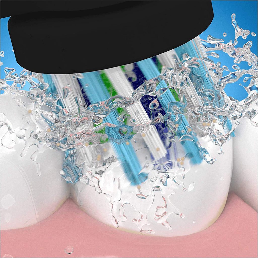 Buy now Oral-B Genuine CrossAction Replacement Black Toothbrush Heads, Refills for Electric Toothbrush, Angled Bristles for up to 100 Percent More Plaque Removal, Pack of 4 at indiglob india
