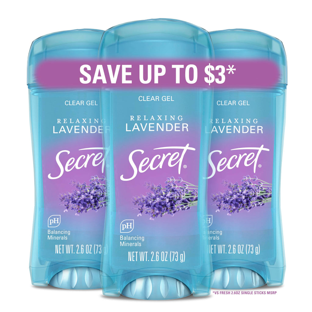Secret Fresh Antiperspirant Deodorant for Women, 72hr Breathable Sweat & Odor Protection, Instant Freshness & Gentle, PH Balancing Minerals, Clear Gel, Cool Waterlily Scent, 2.6 oz (Pack of 3)