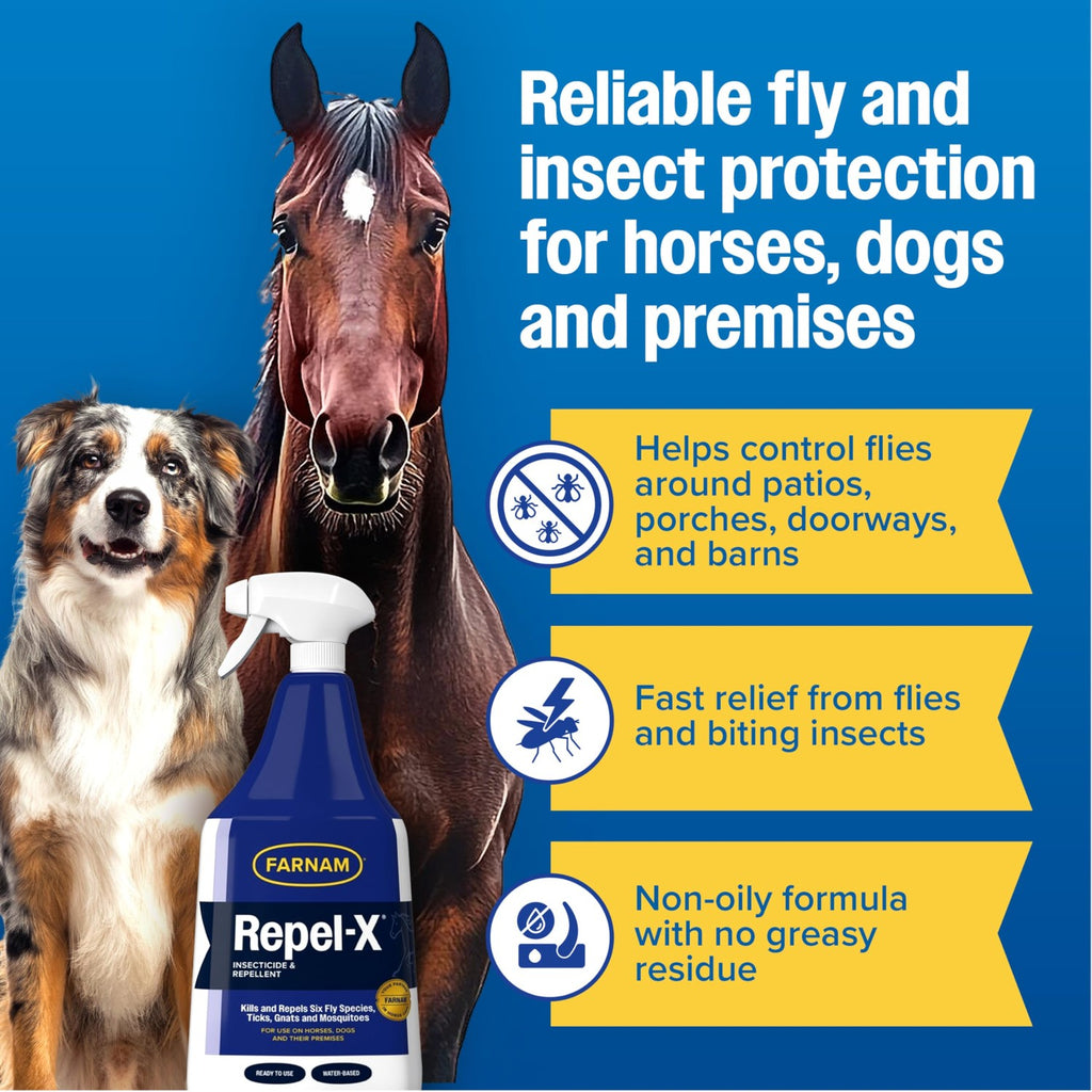 Farnam Repel-X Fly Spray for Horses, Ready To Use, 32 fl oz Spray
