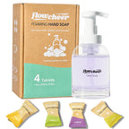 Premium imported flowcheer foaming hand soap refill with 4 plant-derived tablet flavors: vanilla, lavender, and more.