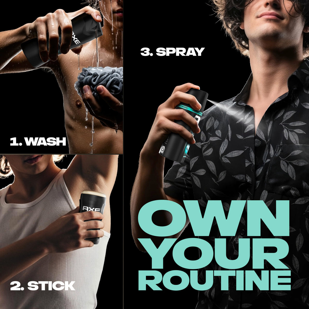AXE Body Spray 4 Count Apollo 48 Hour All Over Fresh 2.9 oz