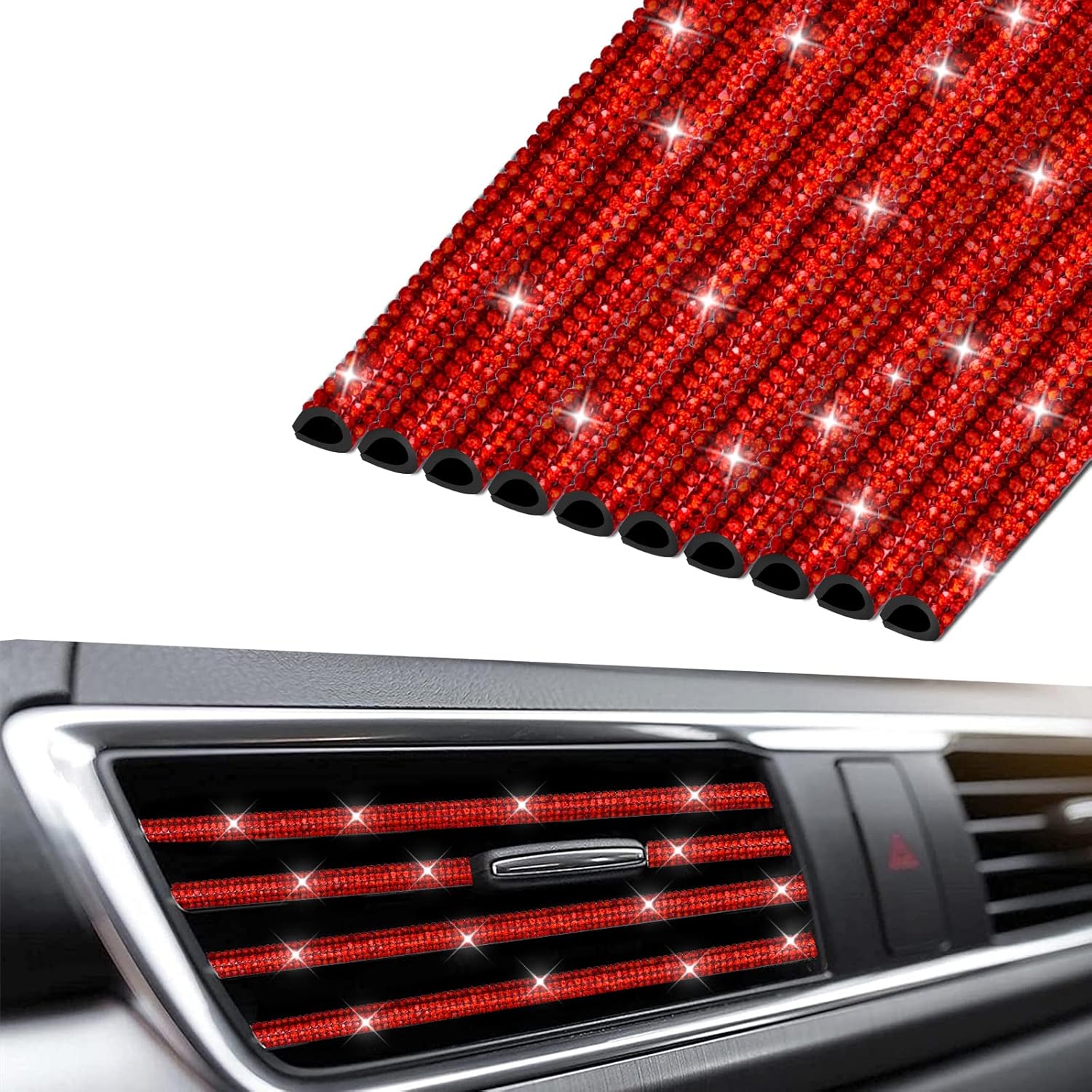 Buy now INSAUTO Bling Car Vent Outlet Trim,Bling Car Accessories for Women and Girls,10Pcs Rhinestone Car Air Conditioner Vent Decoration Strip(White) red at indiglob india