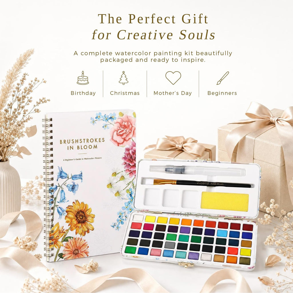 Beautiful Watercolor Workbook Paint Set for Beginners - Palette Kit