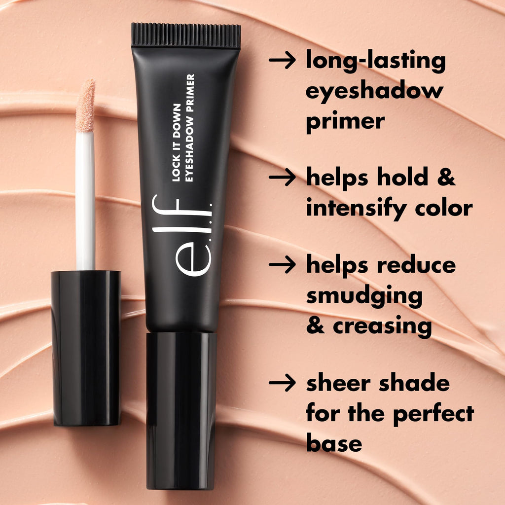 e.l.f. Lock It Down Eyeshadow Primer | Smooth Creamy Eye Makeup Primer For Long-Lasting Eyeshadow, Intensifies Color, Helps Prevent Creasing, Vegan & Cruelty-Free